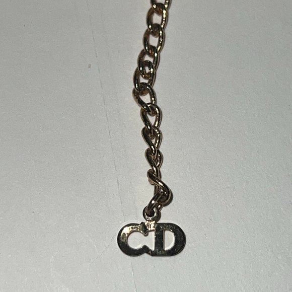 Dior Christian Dior Gold Tone Heart Dangle CD Pendant Necklace - Picture 3 of 5